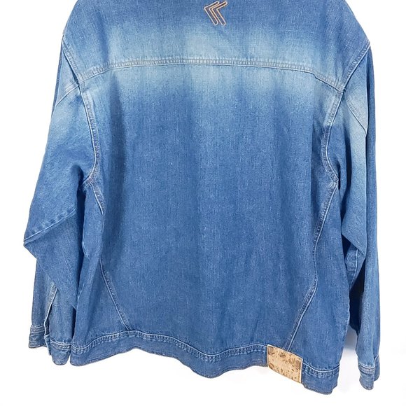 Kani Jeans Jacket Men's XL Button Front Blue Denim Distressed - Picture 8 of 15